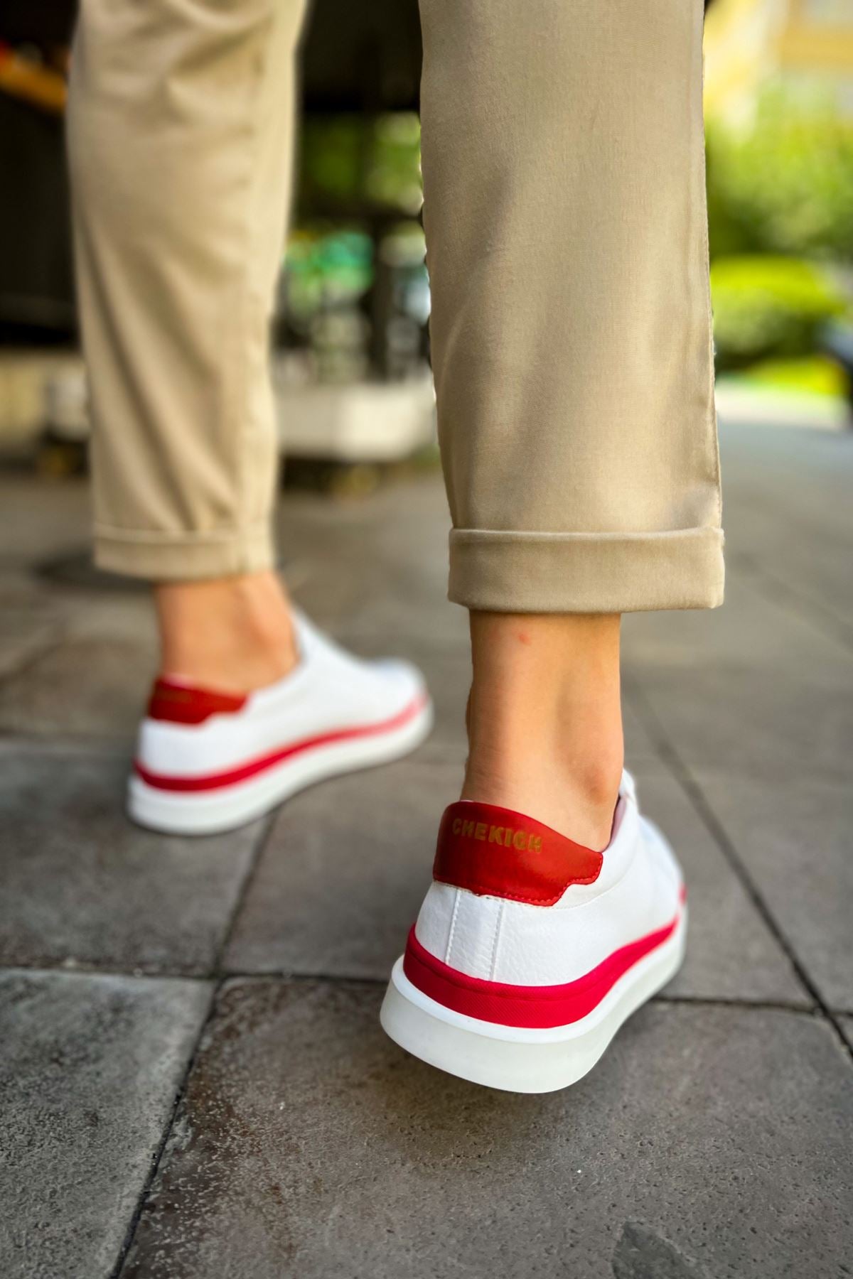 CH979 Santoni GBT Sport Men's Sneakers Shoes WHITE/RED - STREETMODE ™
