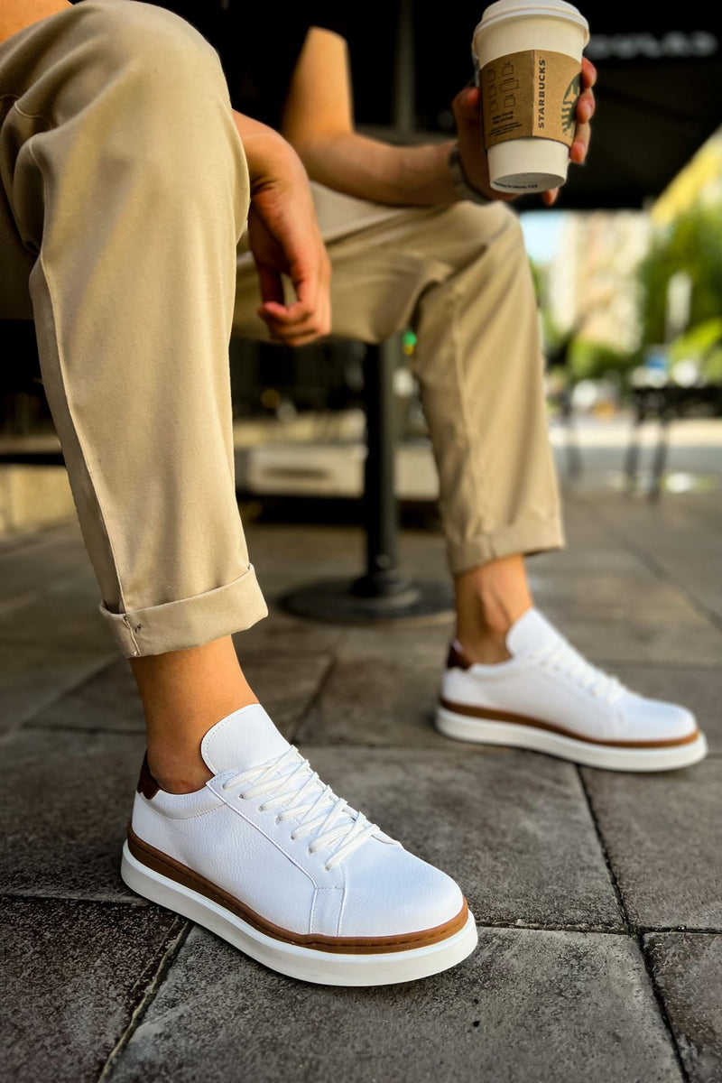 CH979 Santoni GBT Sport Men's Sneakers Shoes WHITE/TAGAN - STREETMODE ™