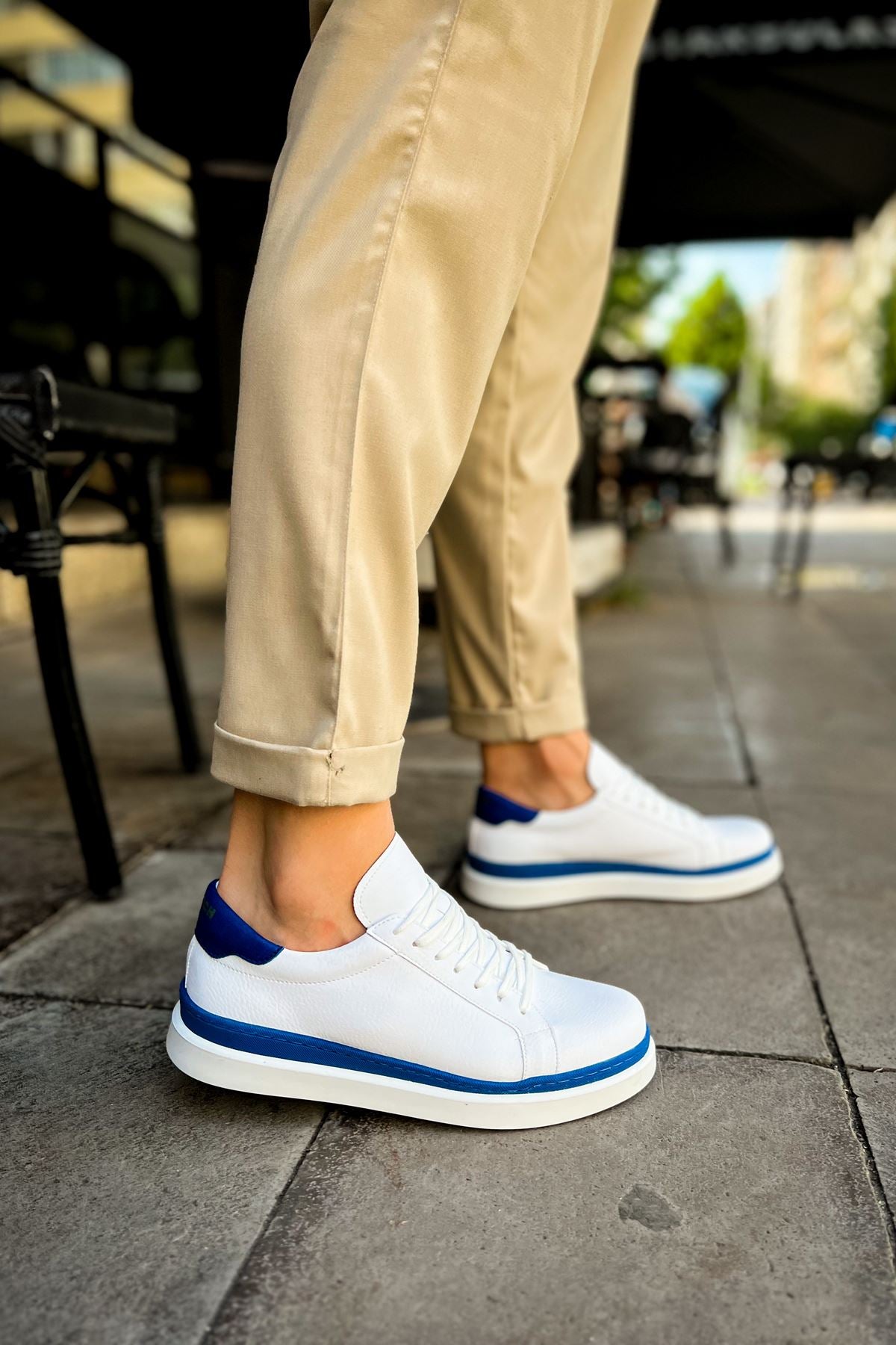 CH979 Santoni GBT Sport Men's Sneakers Shoes WHITE/BLUE - STREETMODE ™