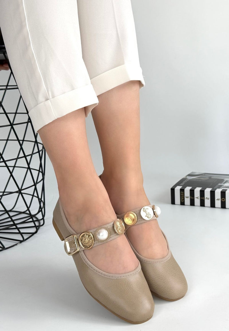 Women's Beige Skin Ballerina Shoes - STREETMODE ™