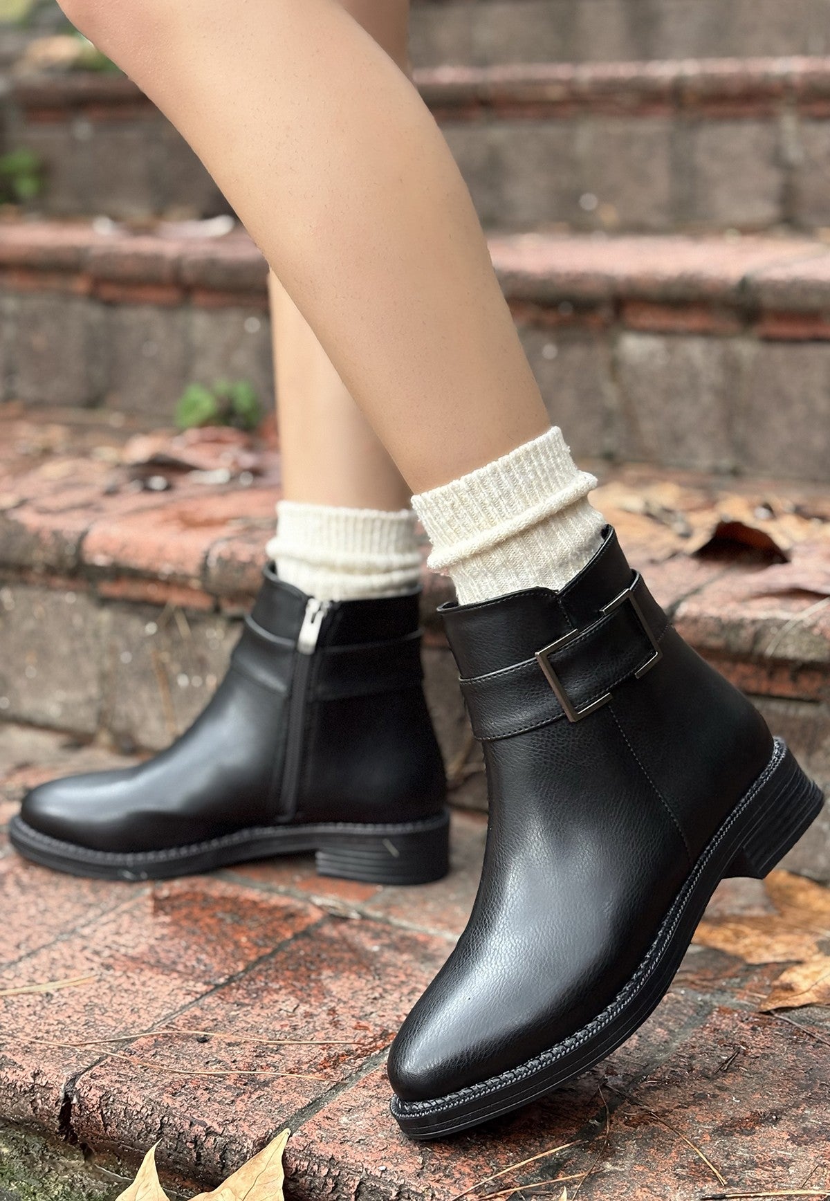 Women's Black Leather High Heel Boots - STREETMODE ™