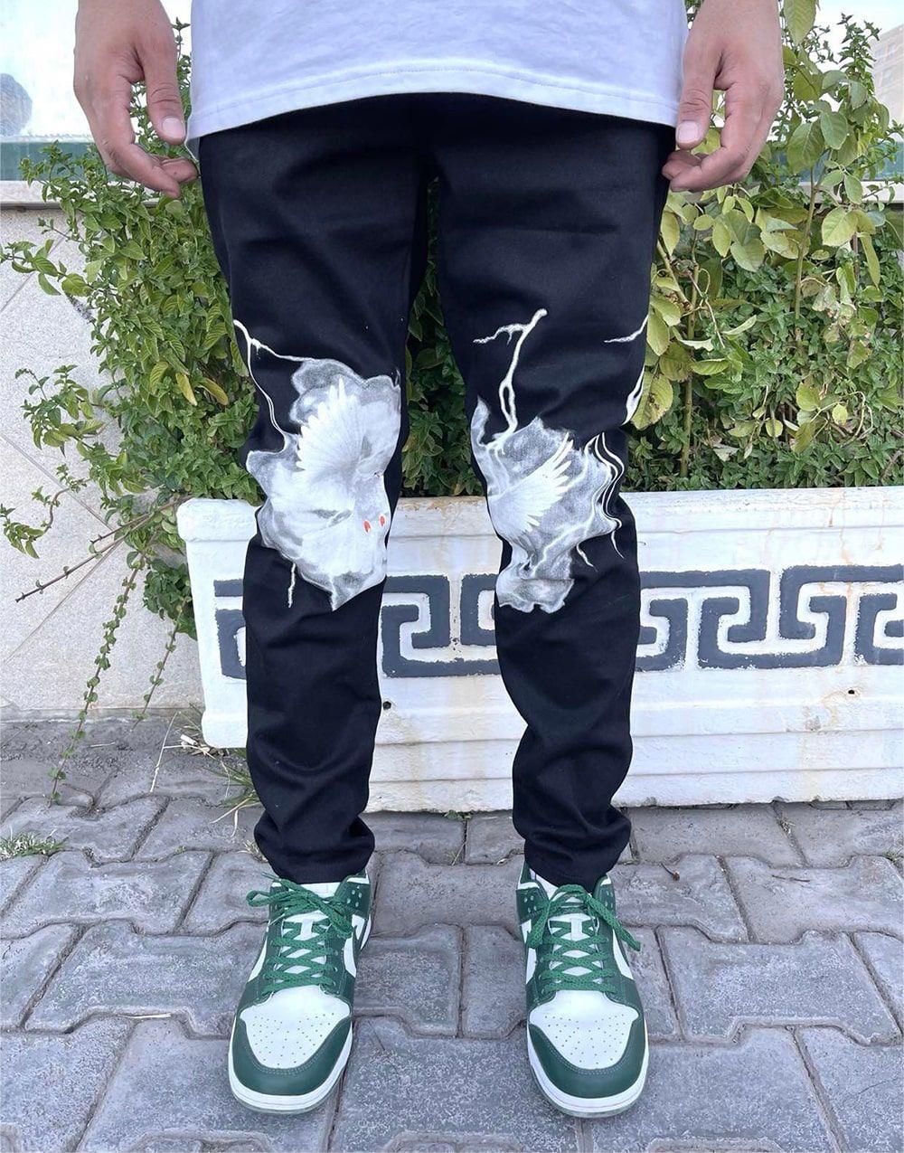 Digital Printed Men's Jeans Black - STREETMODE ™