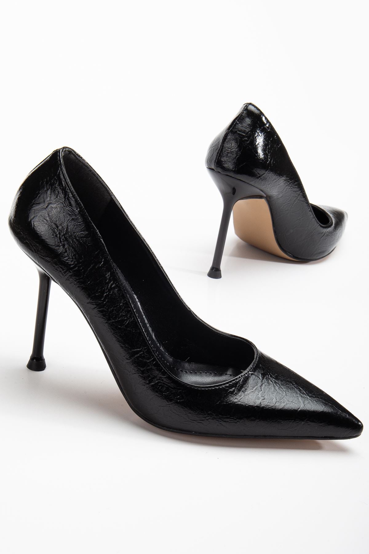 Women's High Heel Shoes Black Shiny Skin Stiletto - STREETMODE ™