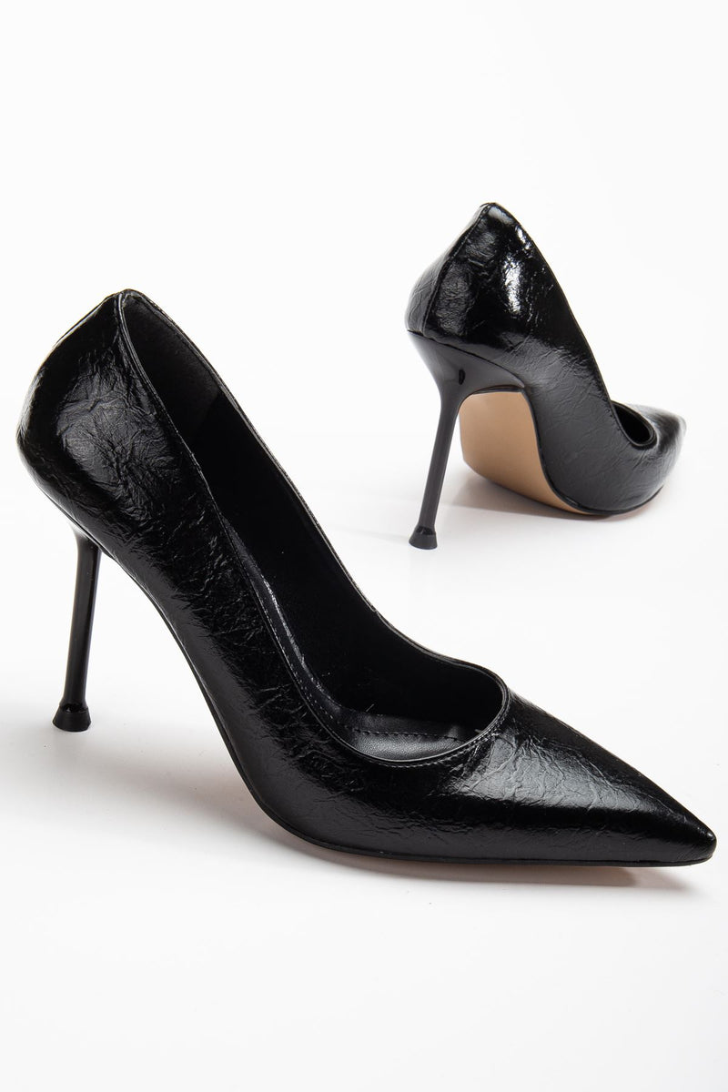 Women's High Heel Shoes Black Shiny Skin Stiletto - STREETMODE ™