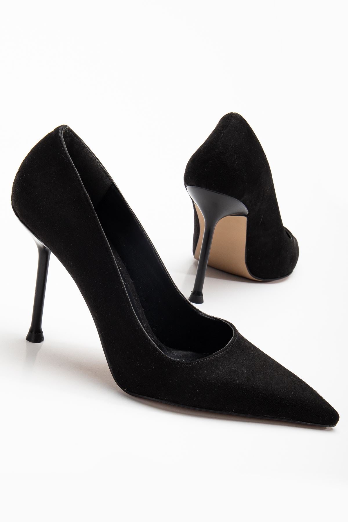 Women's High Heel Shoes Black Suede Stiletto - STREETMODE ™