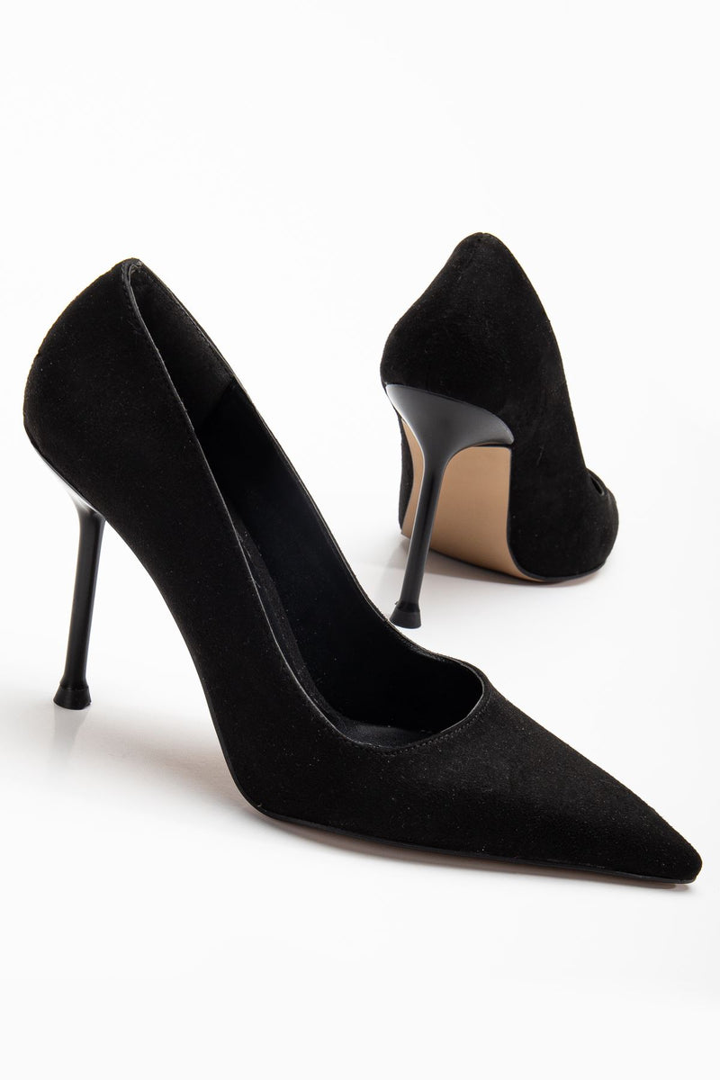 Women's High Heel Shoes Black Suede Stiletto - STREETMODE ™