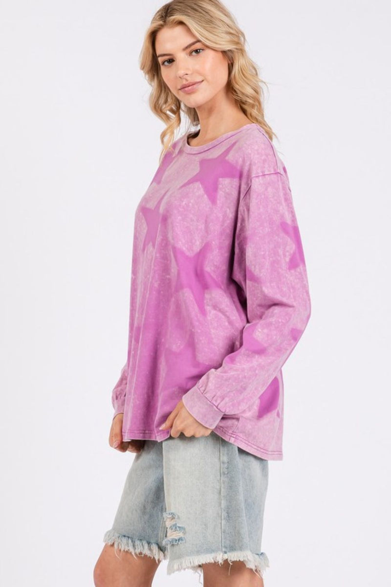 SAGE + FIG Mineral Wash Star Pattern Women T-Shirt - STREETMODE ā¢