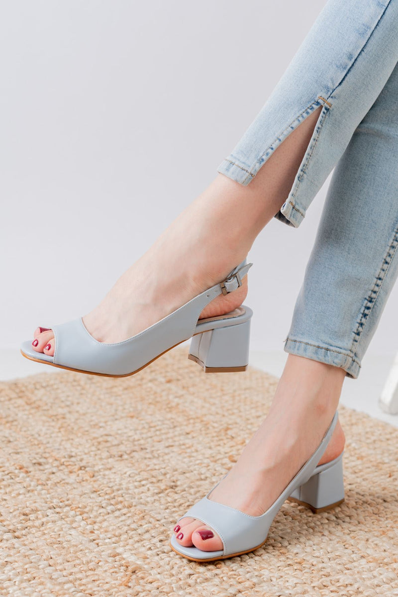 Eriola Baby Blue Skin Detail Low Heel Women's Shoes - STREET MODE ™