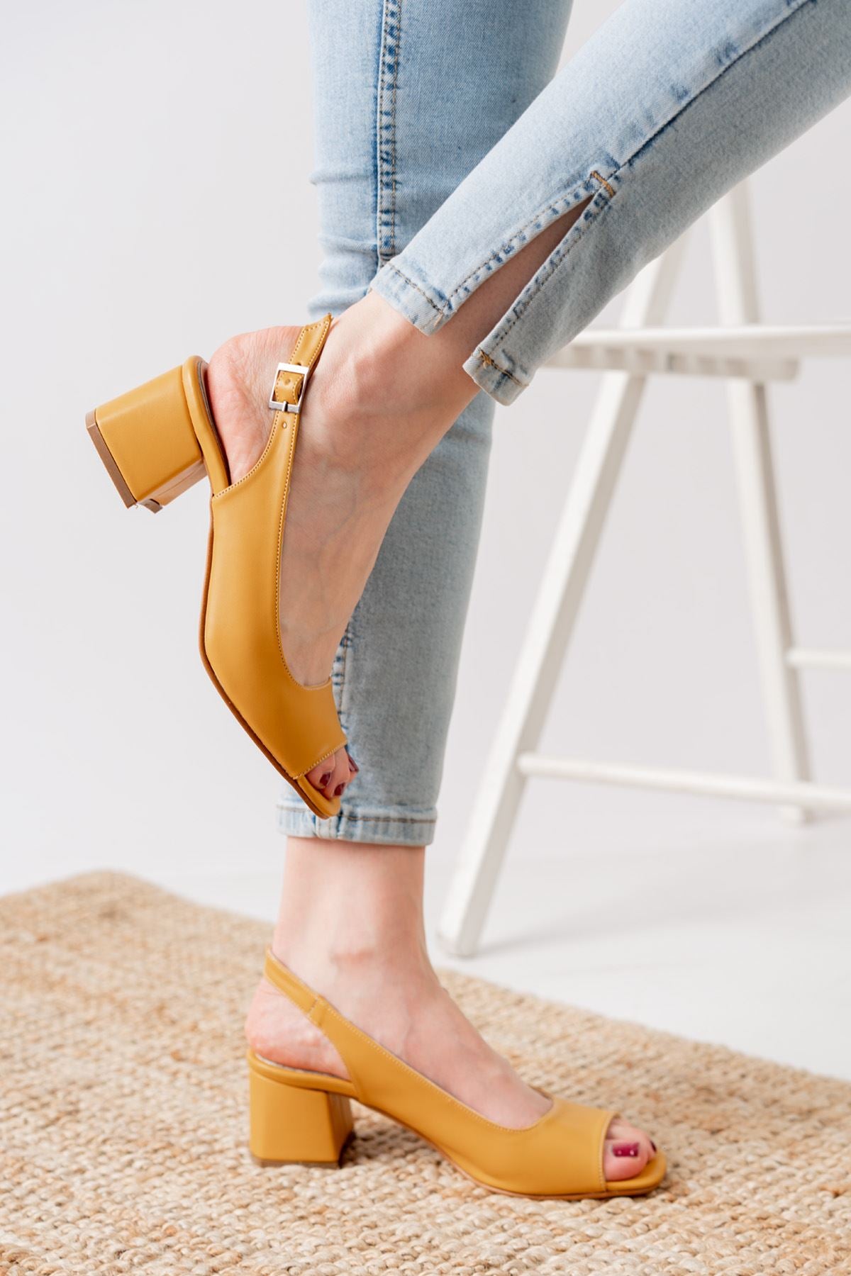 Eriola Mustard Skin Detail Low Heel Women's Shoes - STREET MODE ™