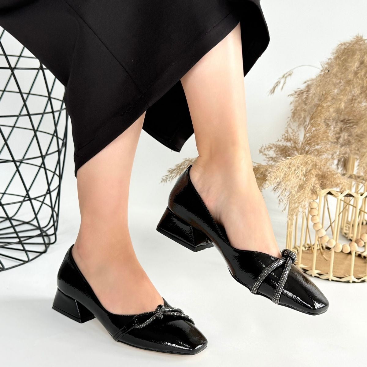 Women's Black Patent Leather High Heel Shoes - STREETMODE ™