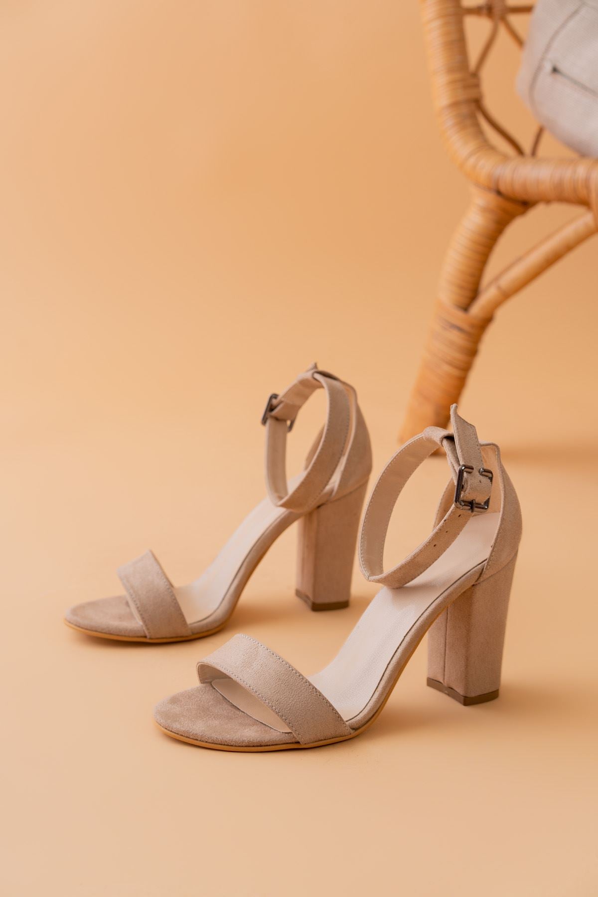 Evdokia Cream Suede Heeled Women's Shoes - STREETMODE ™