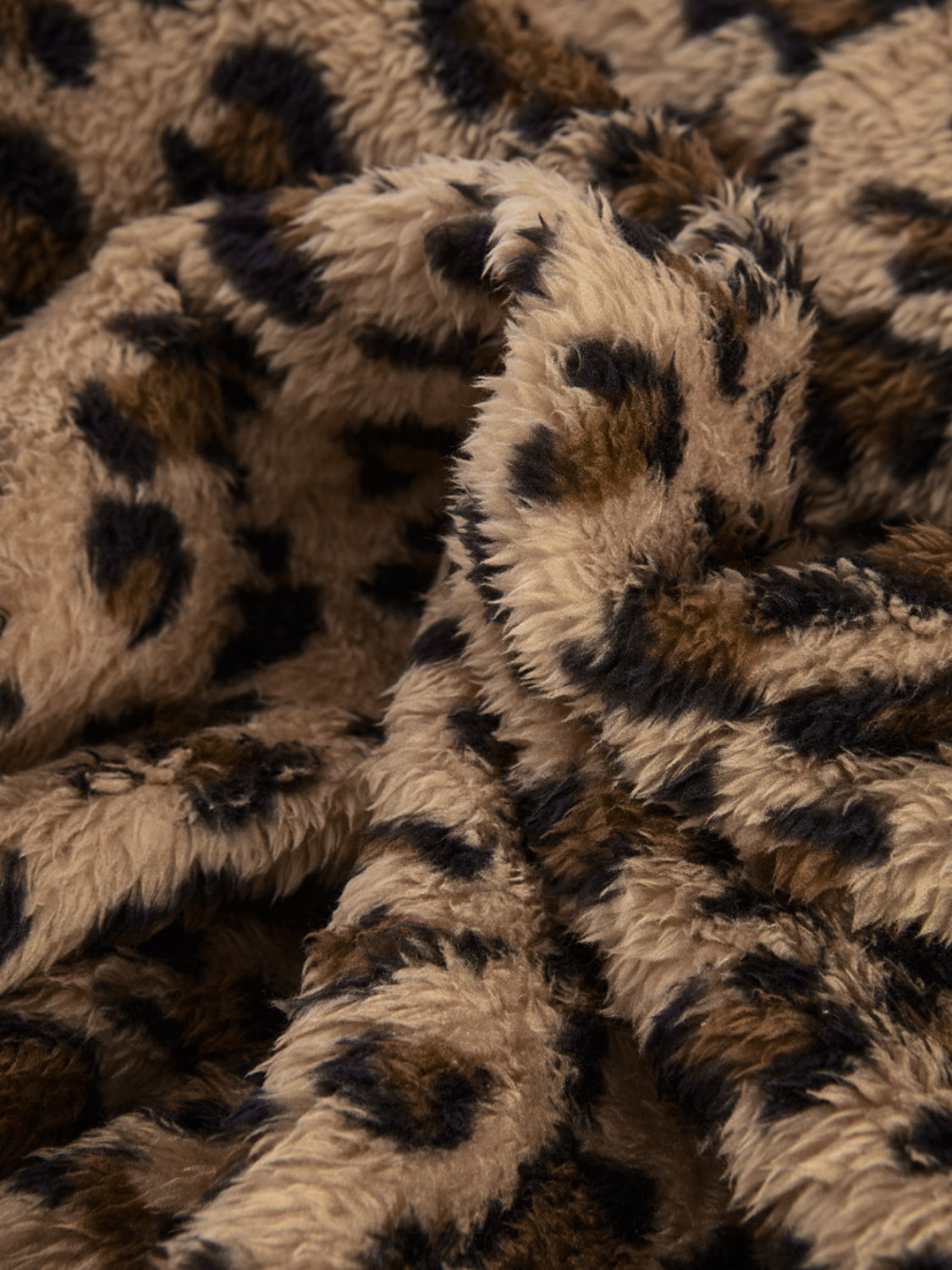 Fuzzy Leopard Long Sleeve Hooded Women Jacket - STREETMODE ™