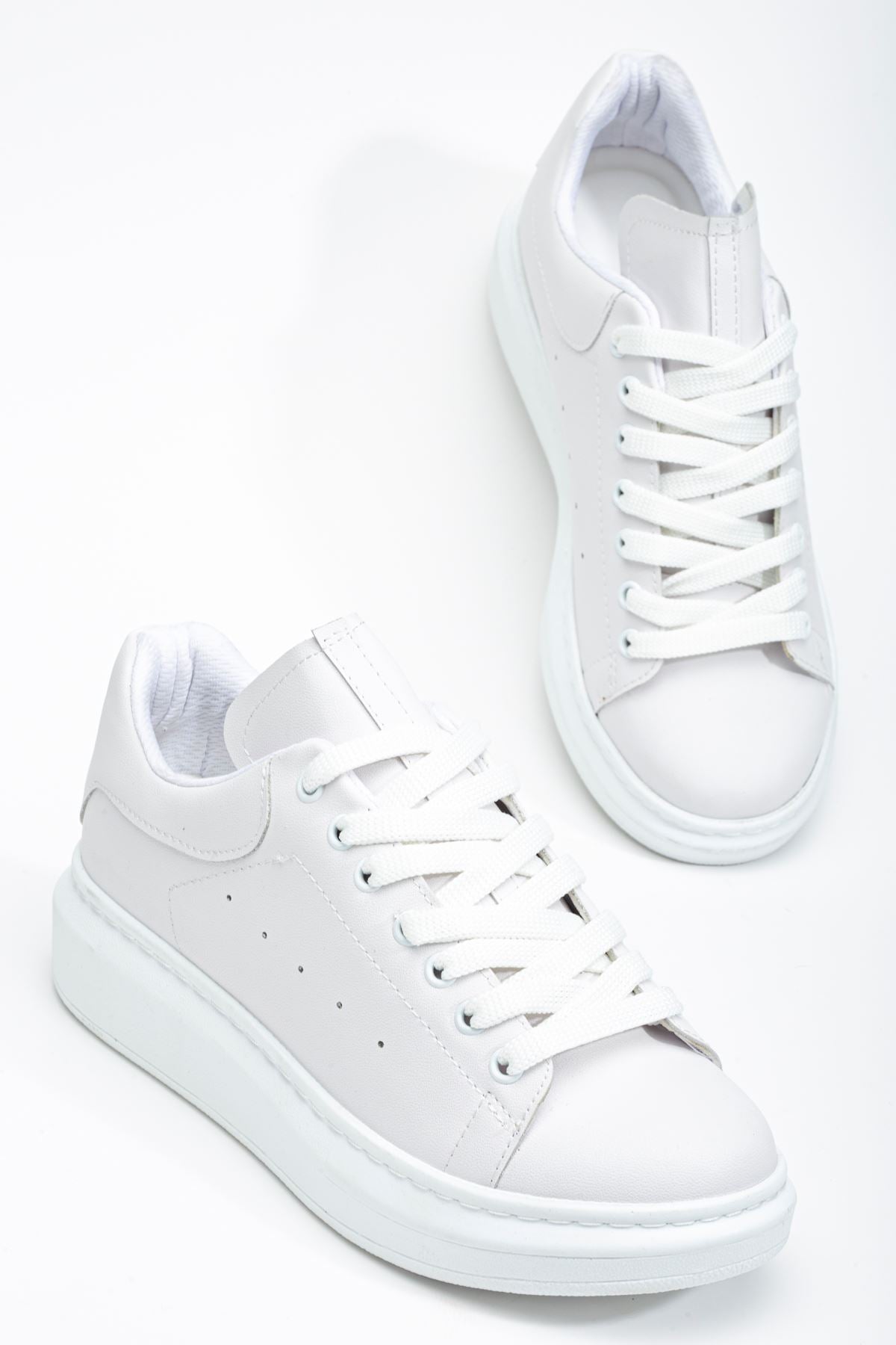 White Women's Sneakers Casual Shoes - STREETMODE ™
