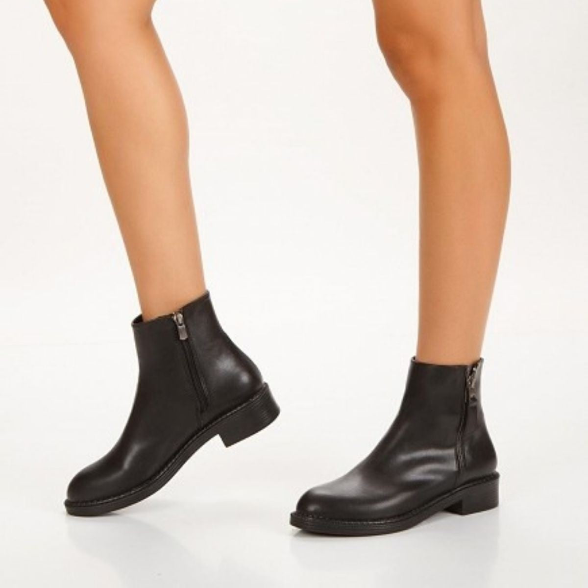 Women's Black Leather High Heel Boots - STREETMODE ™