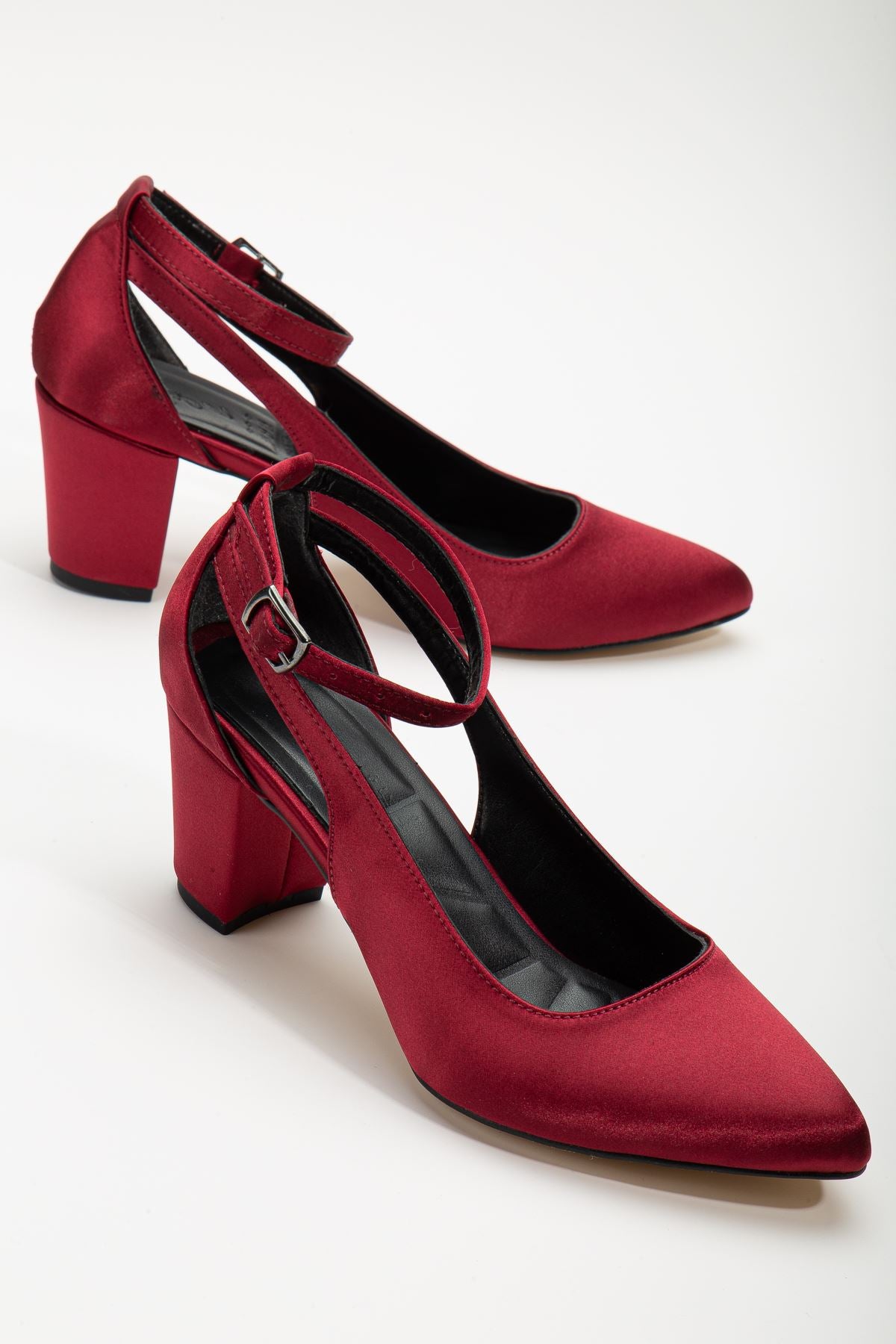 Hero Heeled Burgundy Satin Women's Shoes