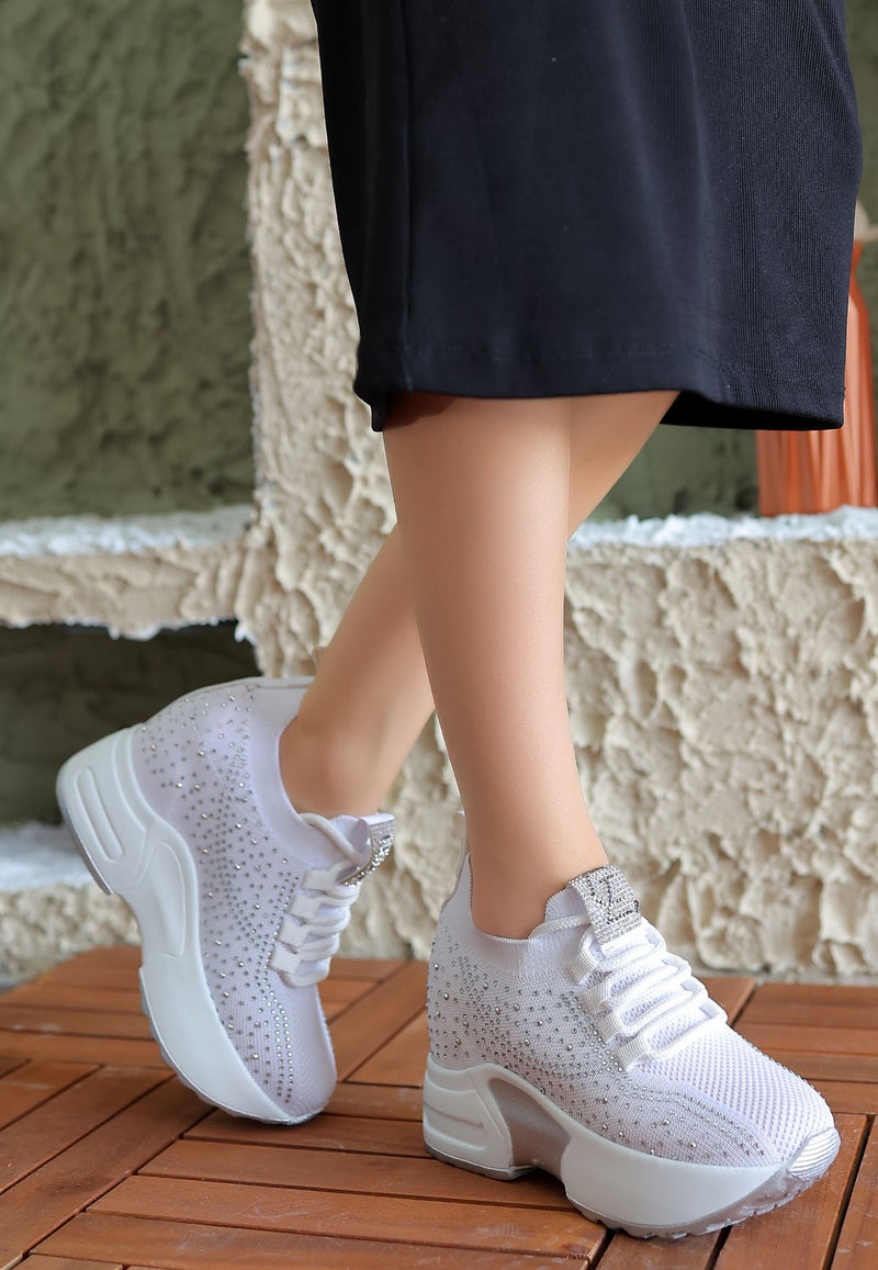Women's Black Knitwear Lace-Up Sports Shoes - STREETMODE ™
