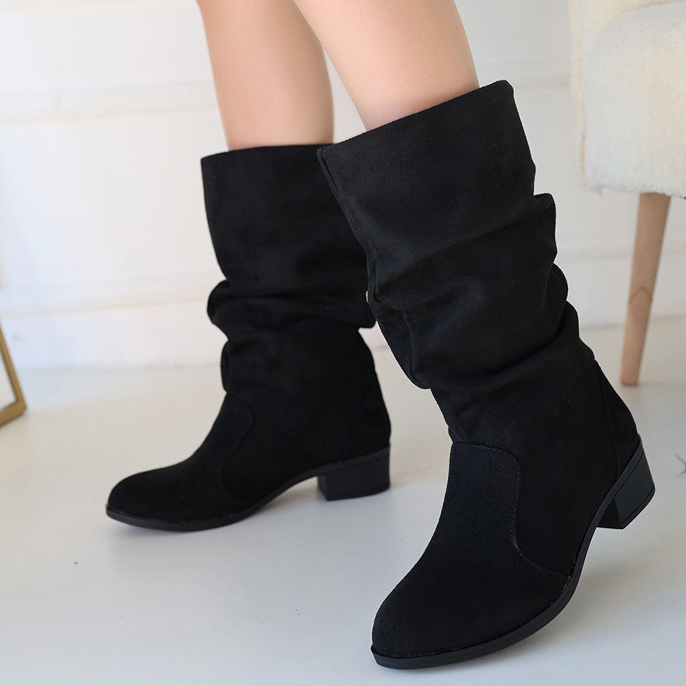 Women's Black Suede High Heel Boots - STREETMODE ™