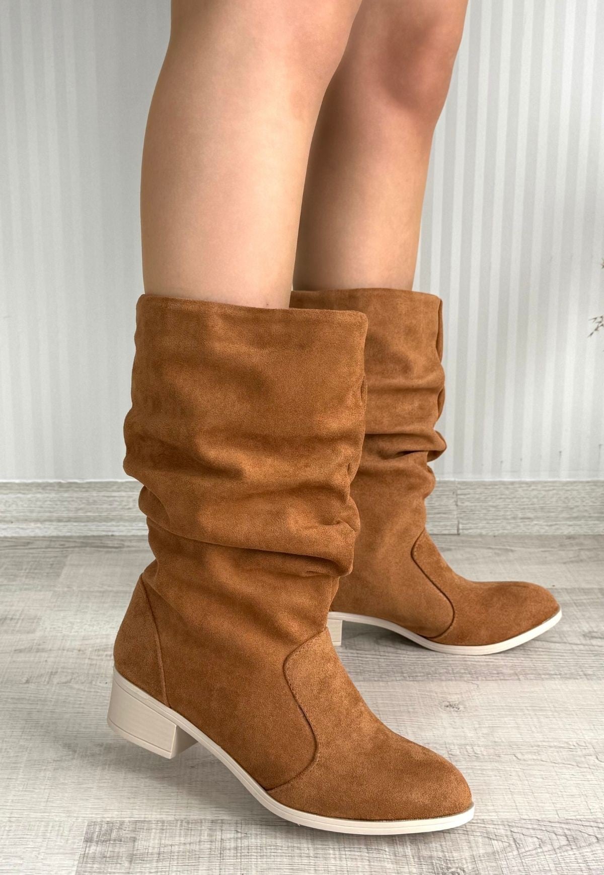 Women's Brown Suede Heeled Boots - STREETMODE ™