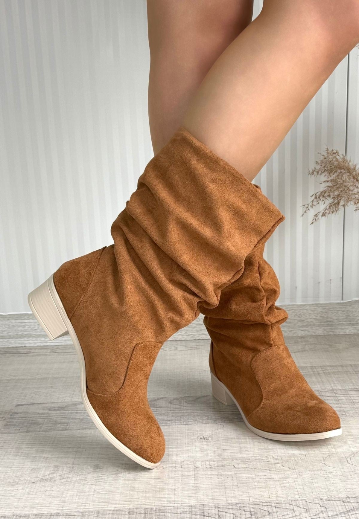 Women's Brown Suede Heeled Boots - STREETMODE ™