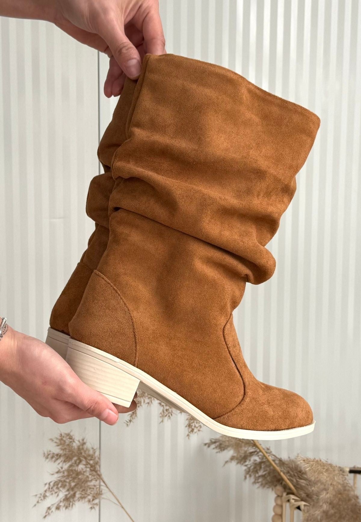 Women's Brown Suede Heeled Boots - STREETMODE ™