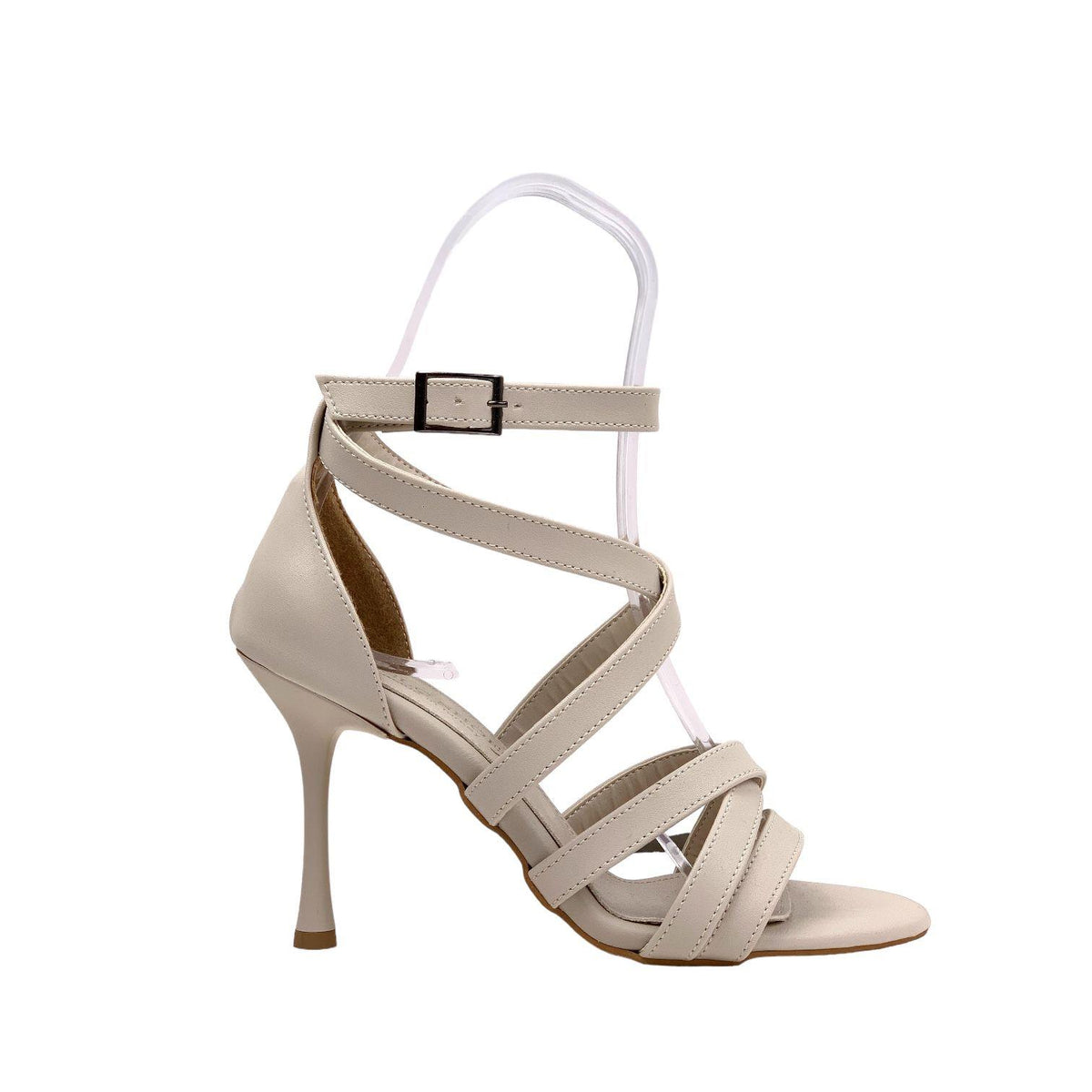 Women's Densa Skin Thin Heeled Tape Detailed Ankle Lacing Shoes 10cm - STREETMODE ™