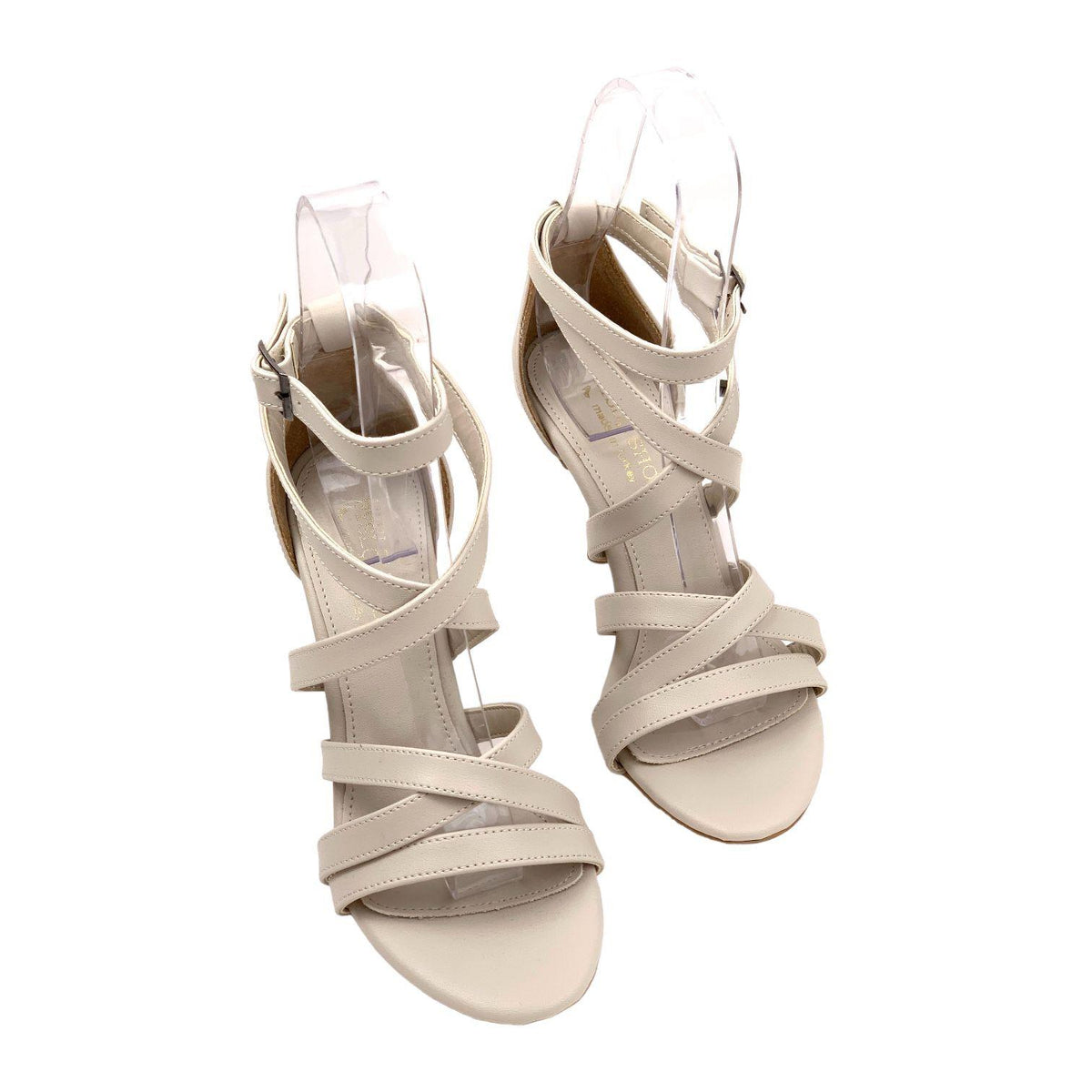 Women's Densa Skin Thin Heeled Tape Detailed Ankle Lacing Shoes 10cm - STREETMODE ™