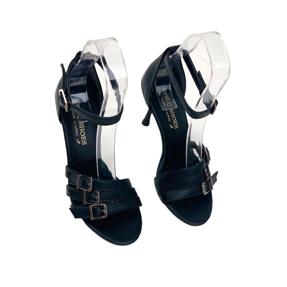 Women's Efya Black 3-Buckle Bany Ankle Tie Evening Dress Shoes 9 Cm - STREETMODE ™