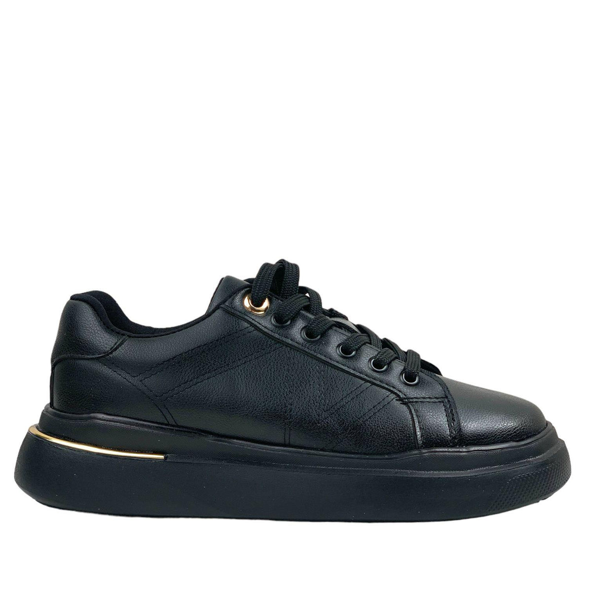 Women's Eryl BlackGold Laced Casual Sports Shoes Sneaker 3 Cm - STREETMODE ™