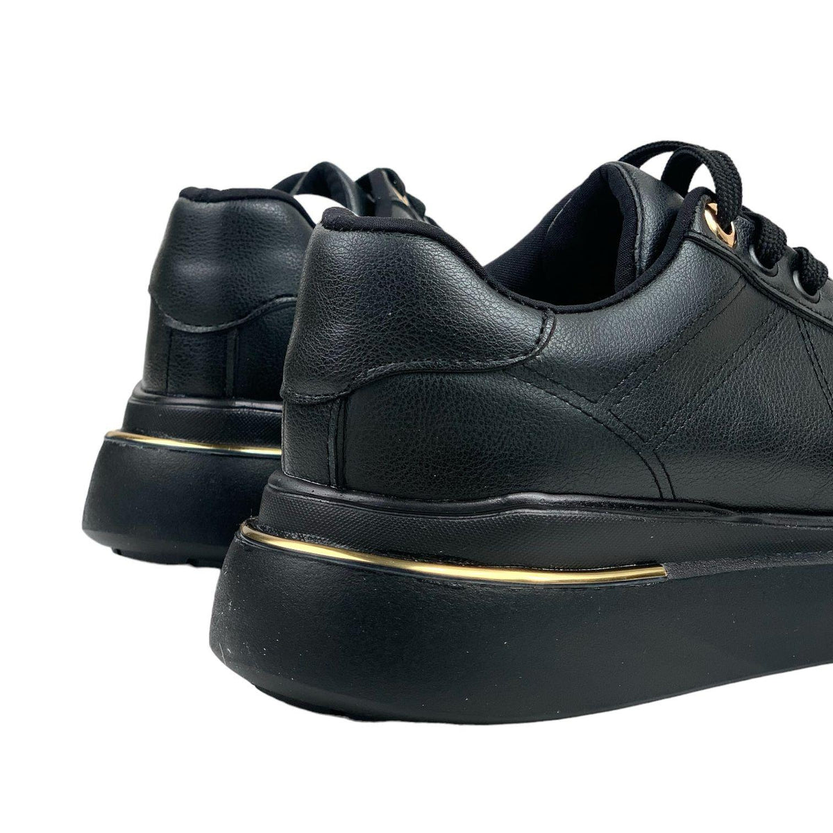 Women's Eryl BlackGold Laced Casual Sports Shoes Sneaker 3 Cm - STREETMODE ™