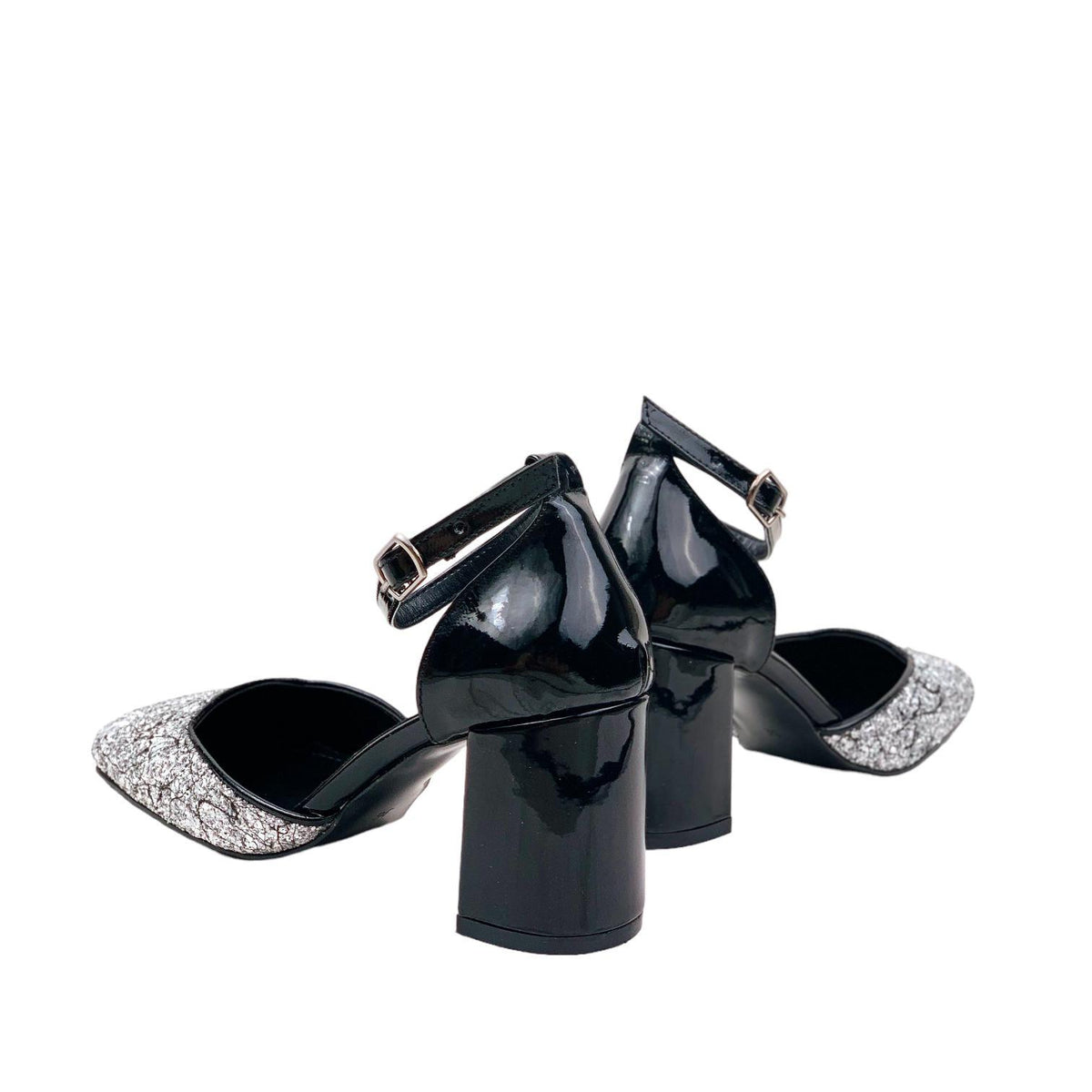 Women's Black Stone Front Evening Dress Shoes 7.5 cm 112 - STREETMODE ™