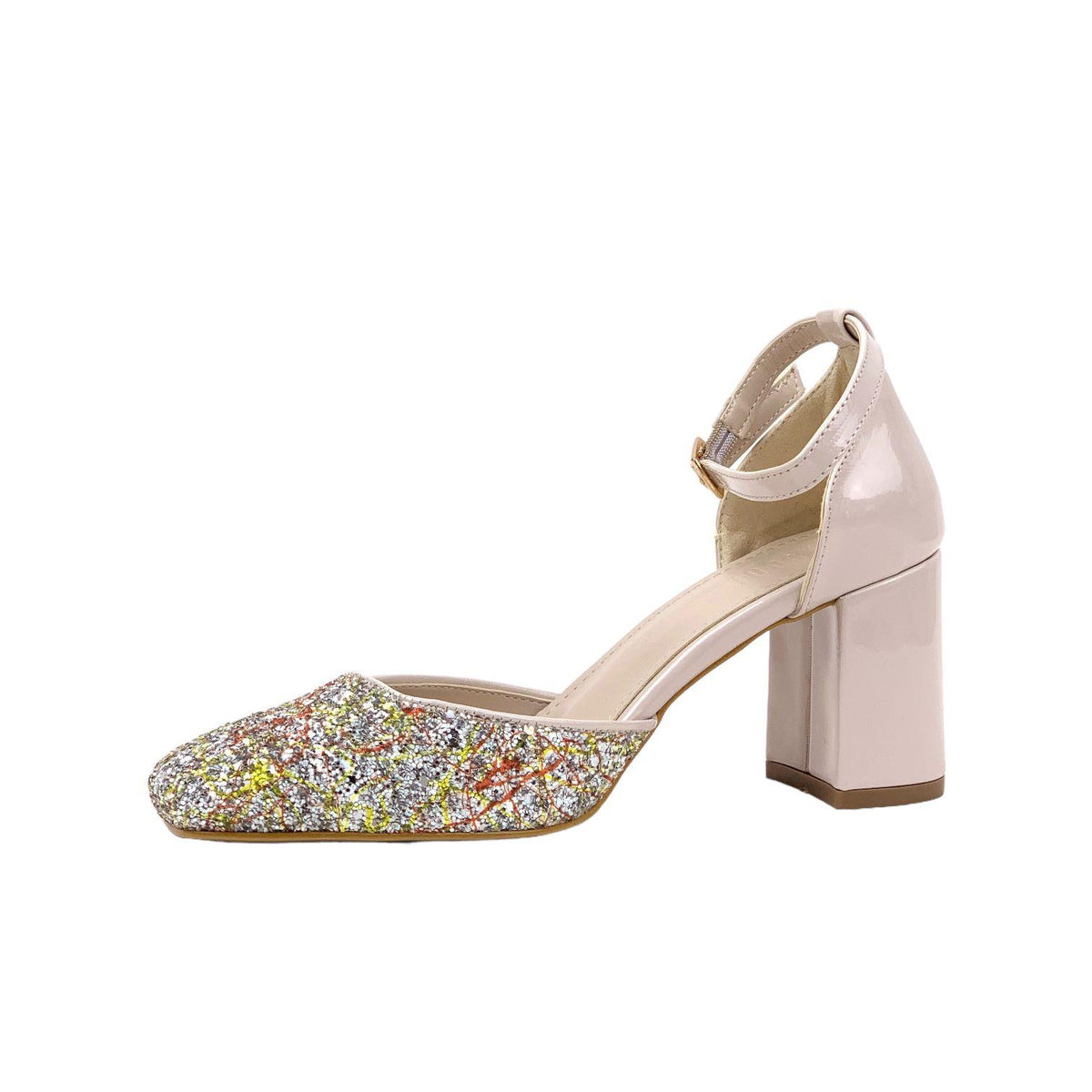 Women's Tan Evening Dress Shoes with Stones on the Front 7.5 cm 112 - STREETMODE ™