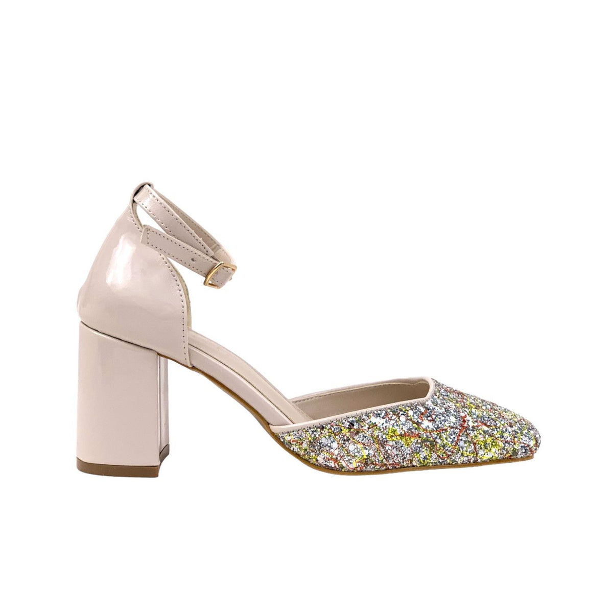 Women's Tan Evening Dress Shoes with Stones on the Front 7.5 cm 112 - STREETMODE ™