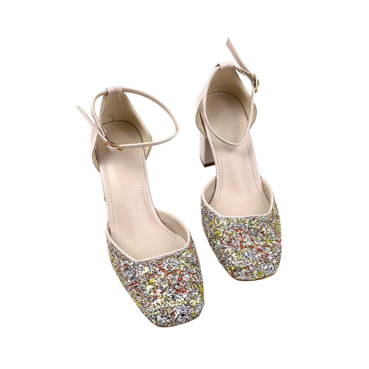 Women's Tan Evening Dress Shoes with Stones on the Front 7.5 cm 112 - STREETMODE ™