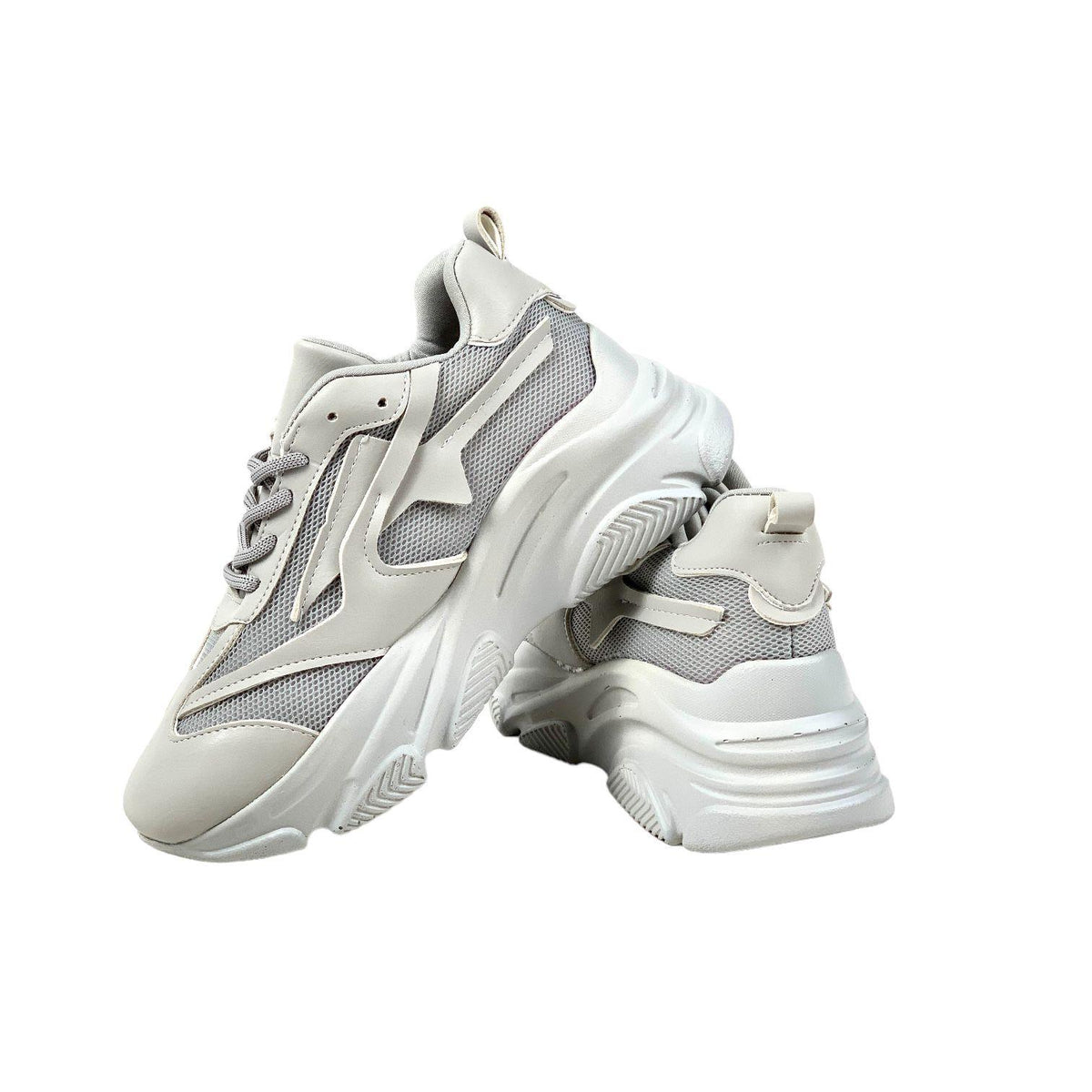 Women's gray high-soled mesh detailed sneakers daily sports shoes - STREETMODE ™