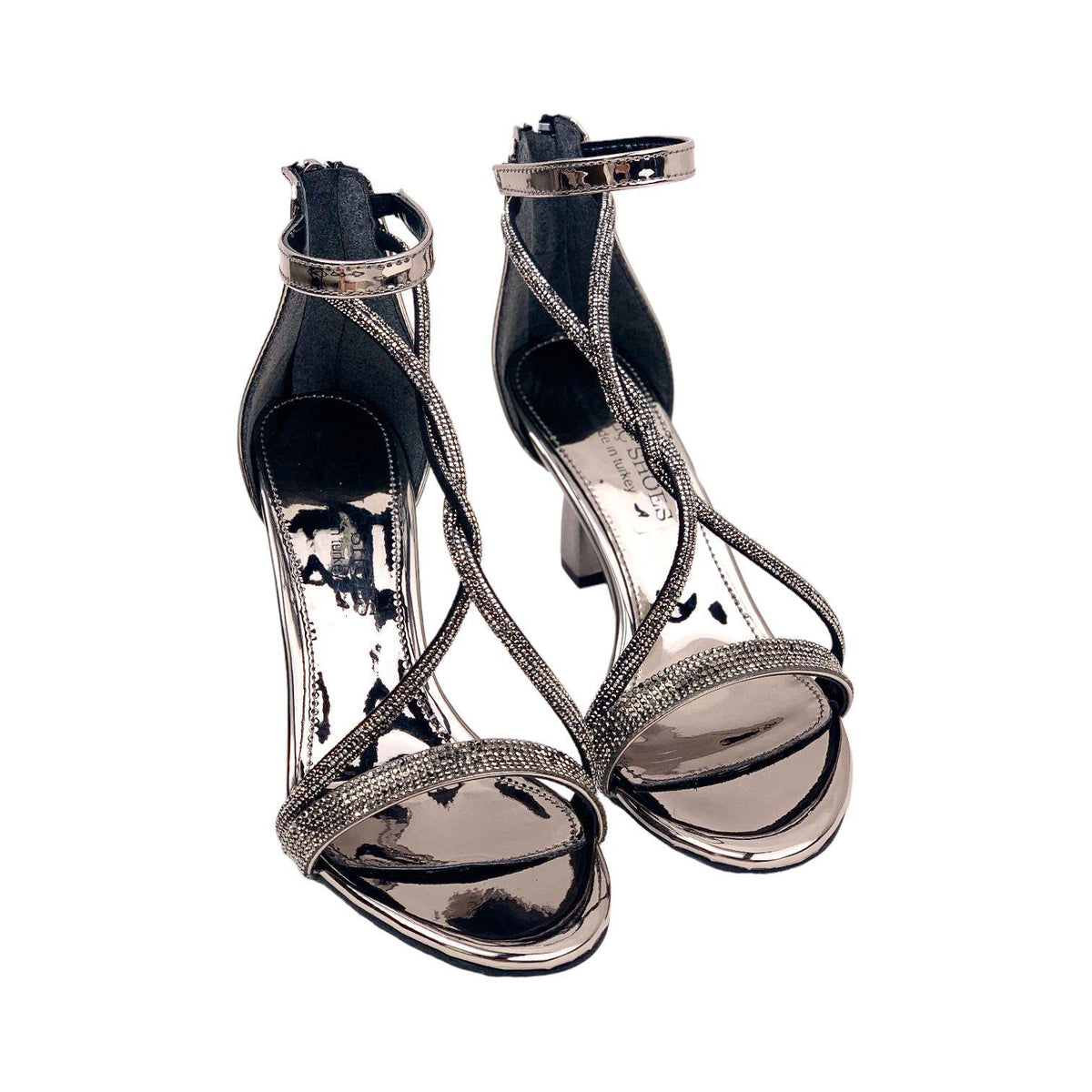 Women's Gulha Platinum Zippered Heeled Evening Dress 8 cm - STREETMODE ™