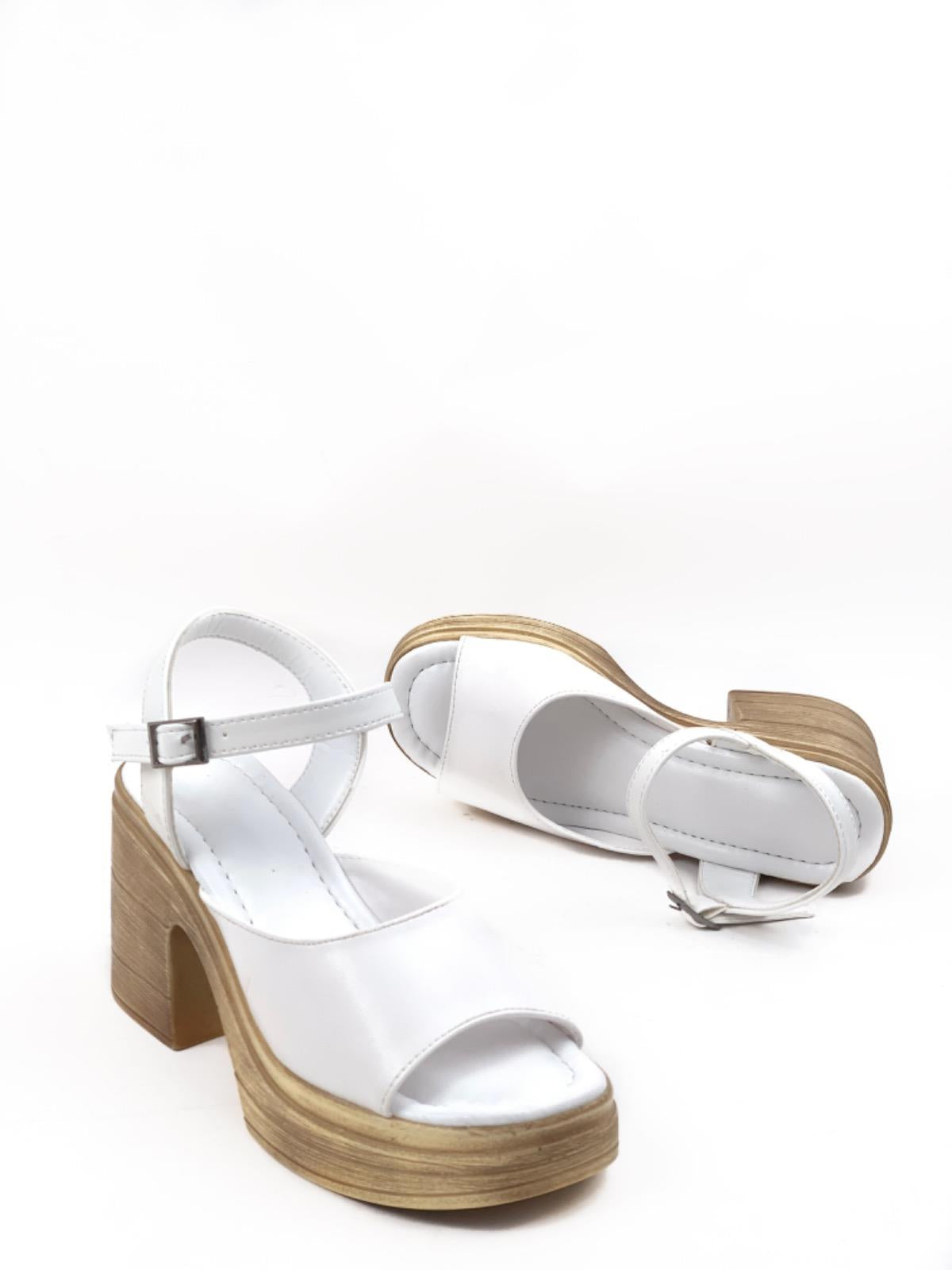 Women's WHITE Single Strap Heeled Orthopedic Sole Sandals - STREETMODE ™