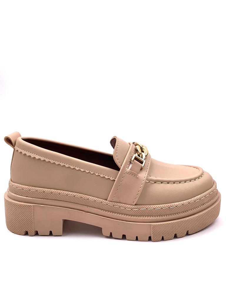 Women's Nut Moxy Skin Poly Orthopedic Comfort Sole Chain Oxford Moccasin High Sole Shoes - STREETMODE ™