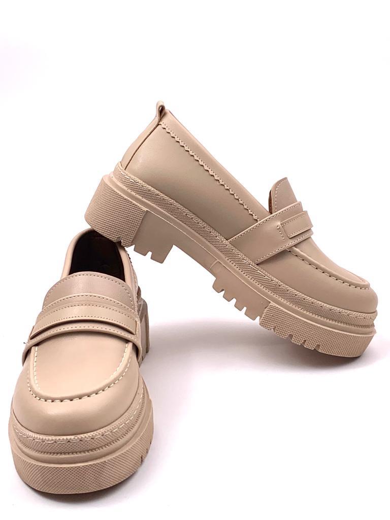 Women's Nut Poxy Skin Poly Orthopedic Comfort Sole Oxford Moccasin High Sole Shoes - STREETMODE ™