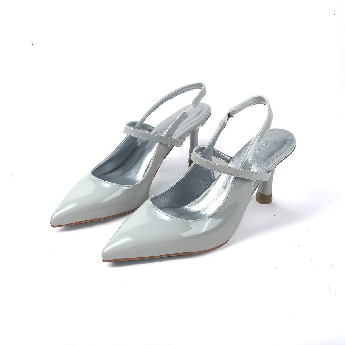 Women's Olvan Silver Patent Leather Thin Heel Shoes Sandals 7 Cm Heel - STREETMODE ™