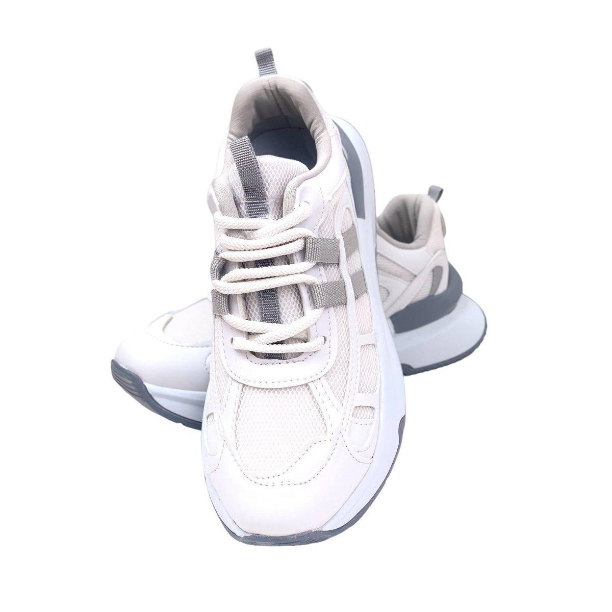 Women's Osda White Gray Casual Sports Shoes Sneaker 4 cm - STREETMODE ™