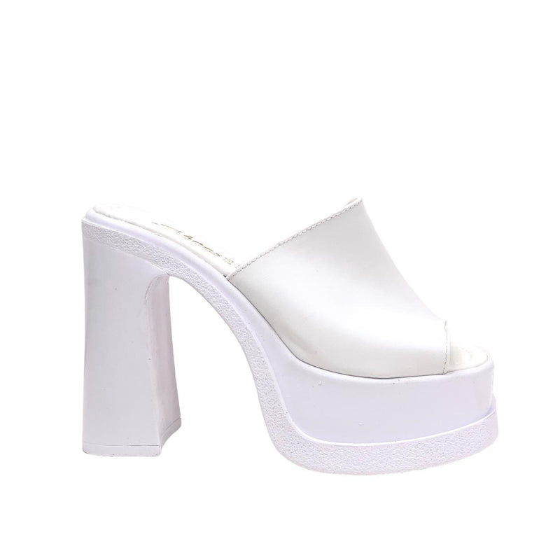 Women's Rekla White High Platform Slippers 15 cm Heel 1001 - STREETMODE ™