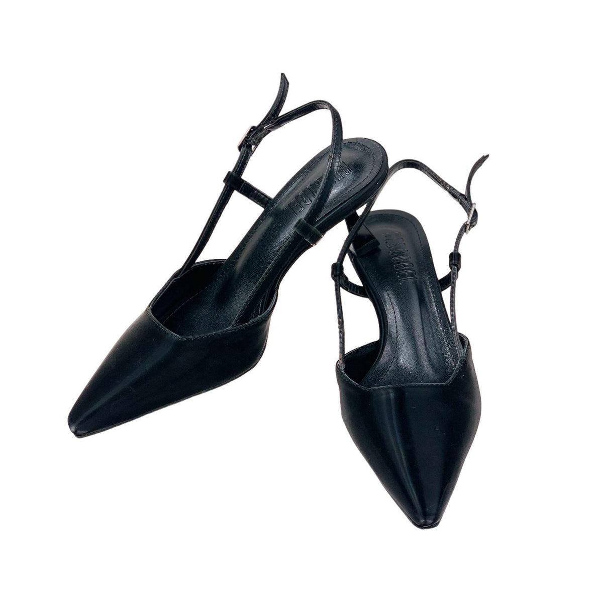 Women's Sedj Black Silk Material Open Back Almond Heel Shoes 5.5 Cm - STREETMODE ™