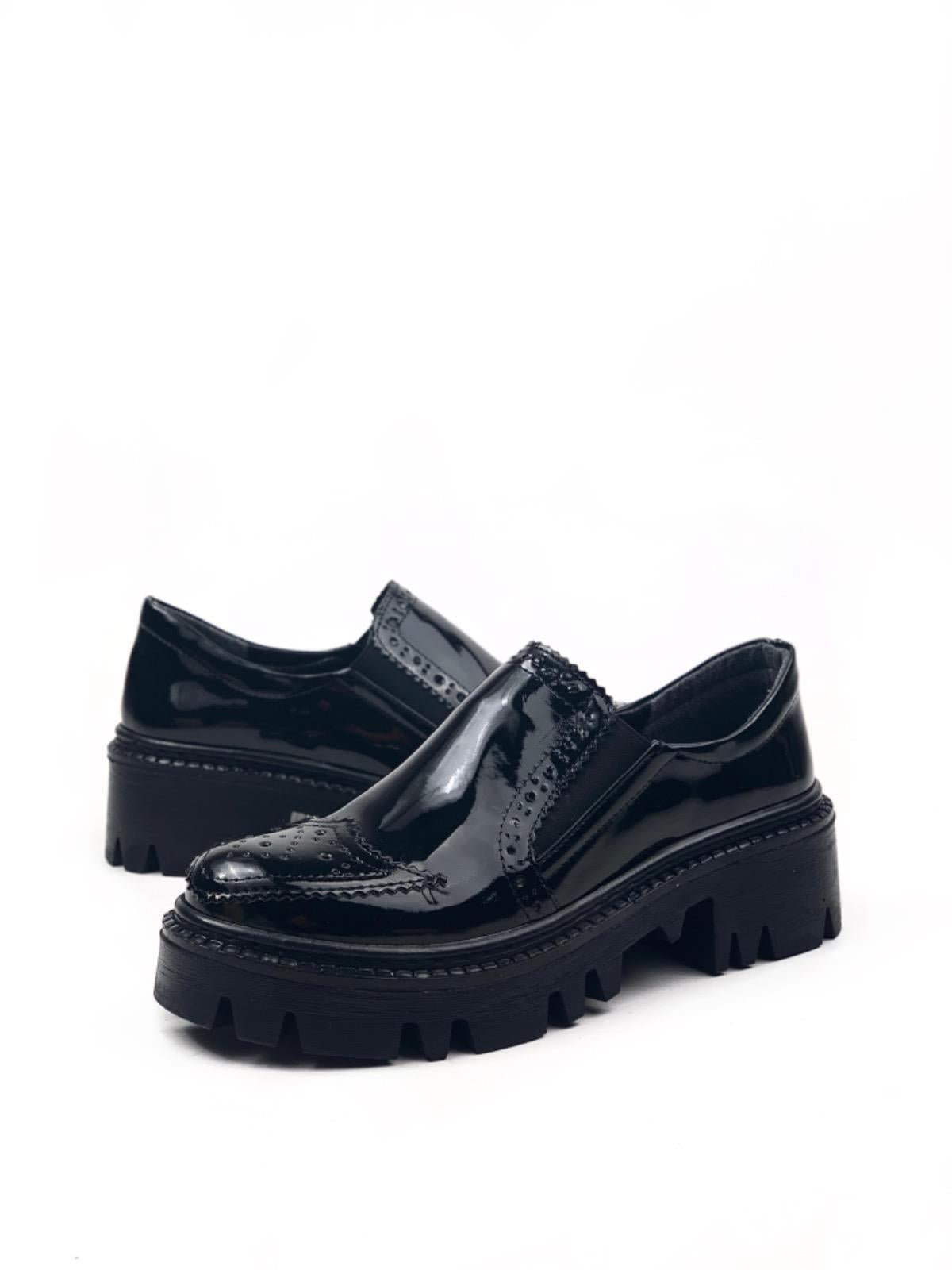 Women's Black Patent Leather Esda Daily Walking Leofer Moccasin Shoes - STREETMODE ™