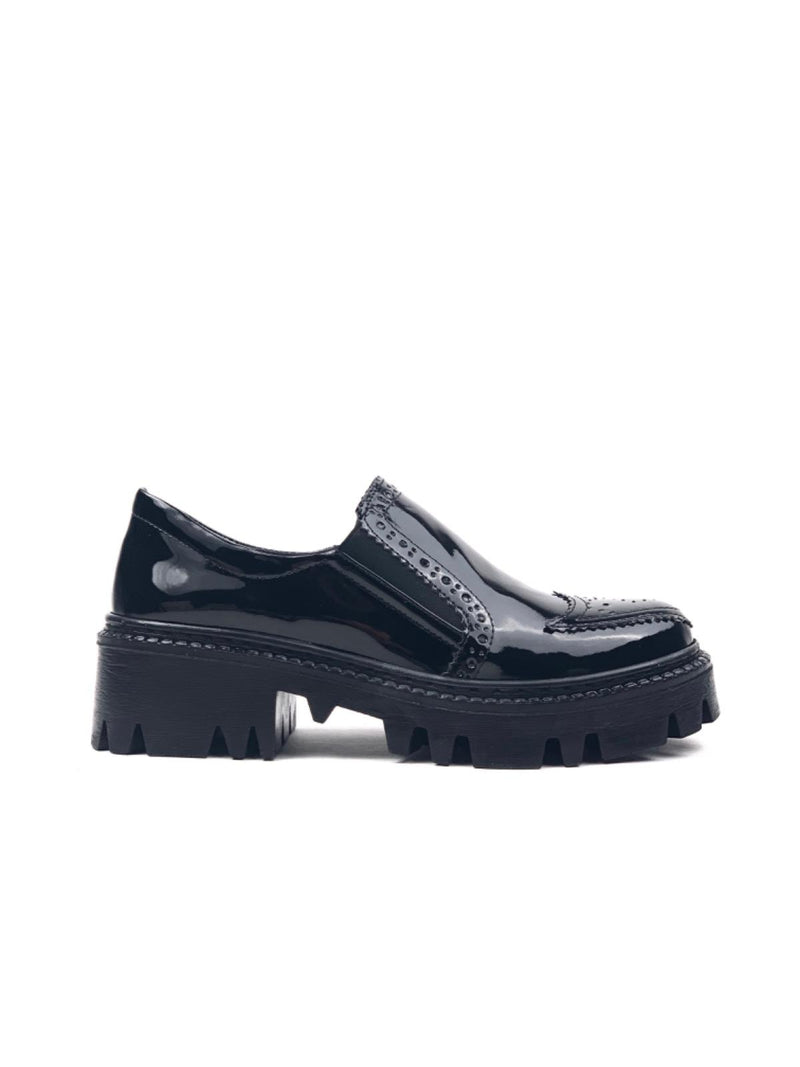 Women's Black Patent Leather Esda Daily Walking Leofer Moccasin Shoes - STREETMODE ™