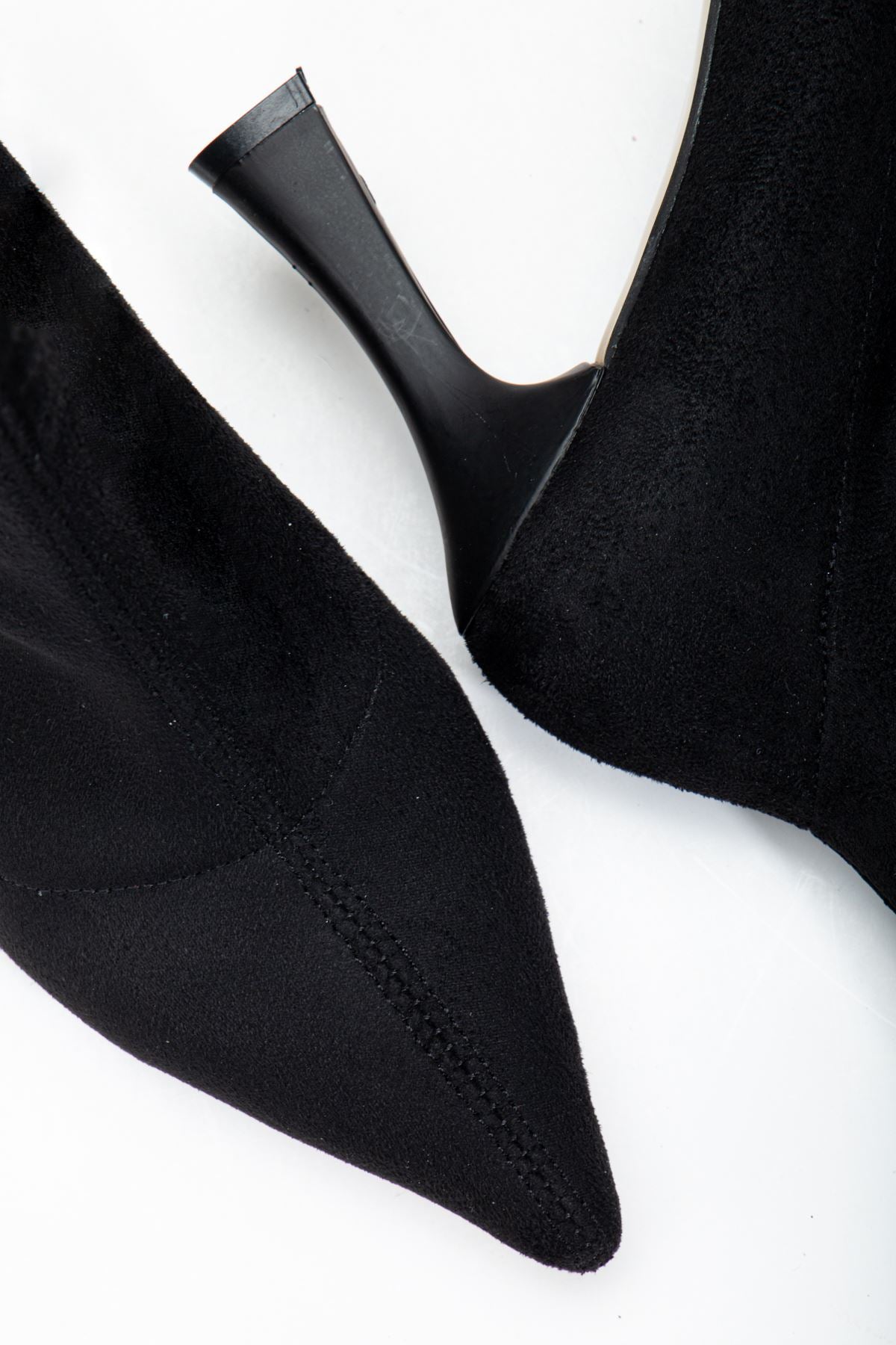 Women's Black Suede Ankle Mid Heel Boots - STREETMODE ™