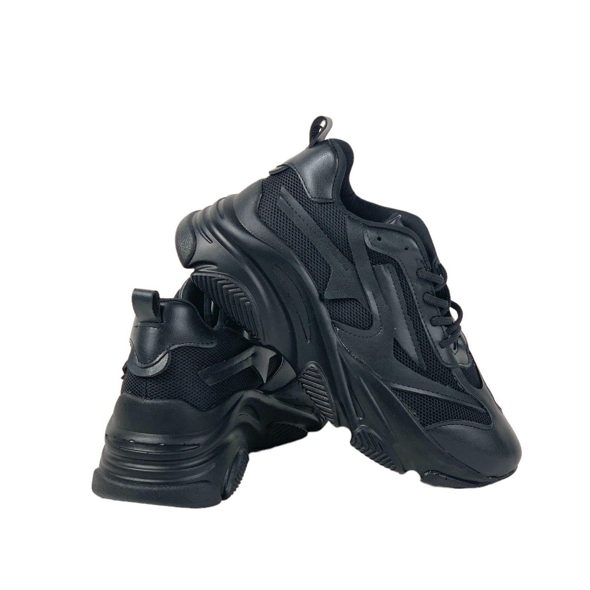 Women's Black High Sole Mesh Detailed Sneaker Casual Sports Shoes - STREETMODE ™