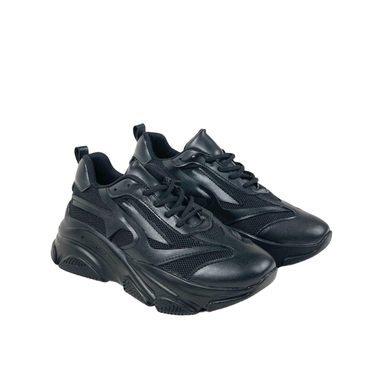 Women's Black High Sole Mesh Detailed Sneaker Casual Sports Shoes - STREETMODE ™