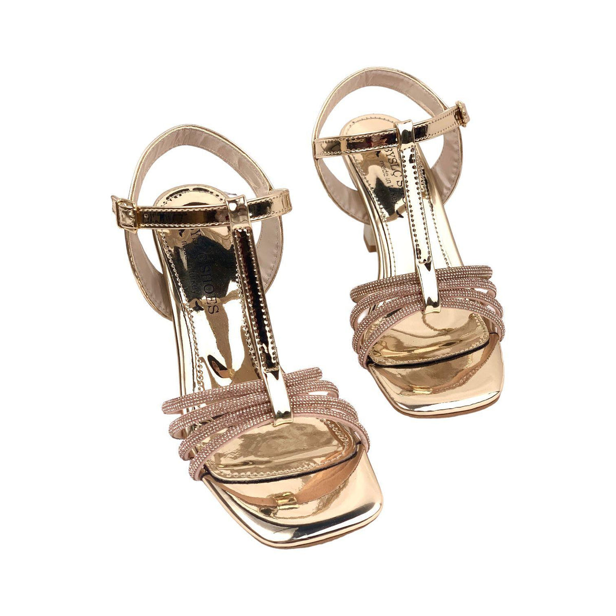 Women's Toma Gold Stone Detailed Thin Heel Evening Dress Shoes - STREETMODE ™