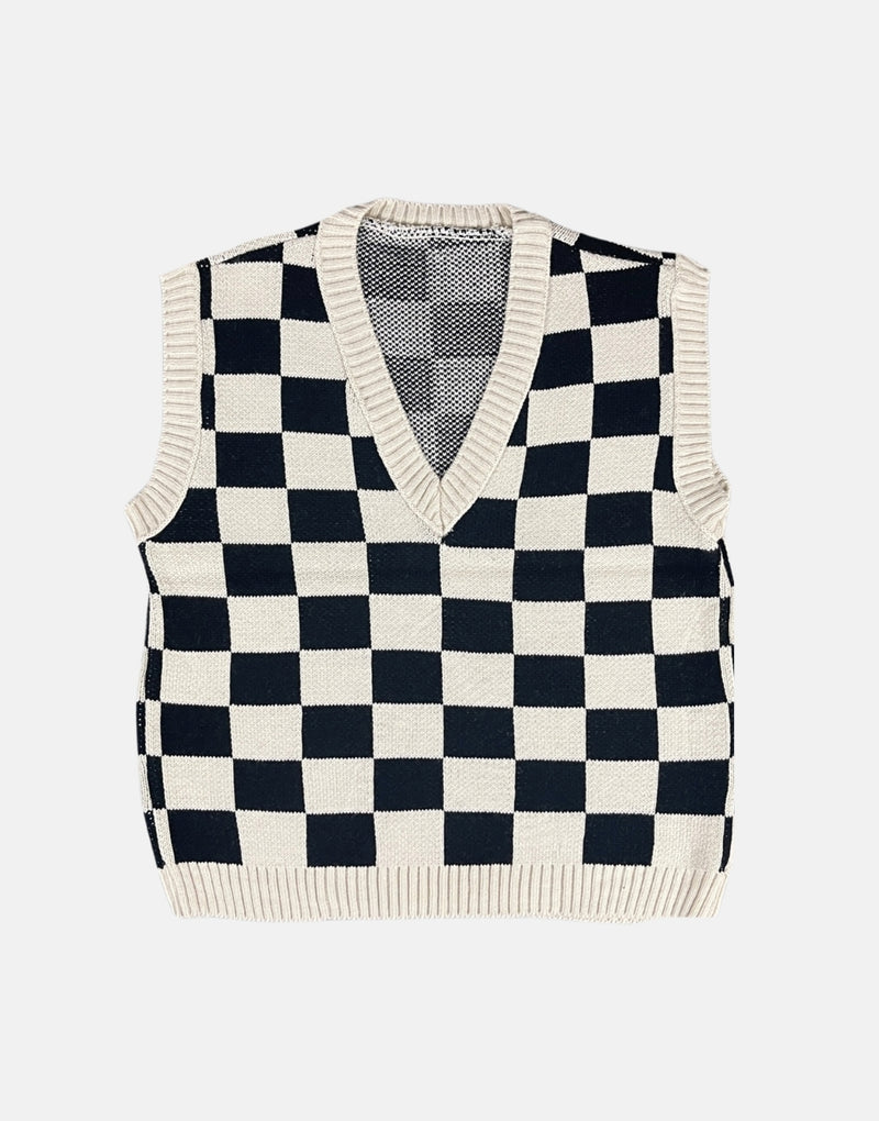 Women's Square Patterned V Neck Sweater - STREETMODE ™