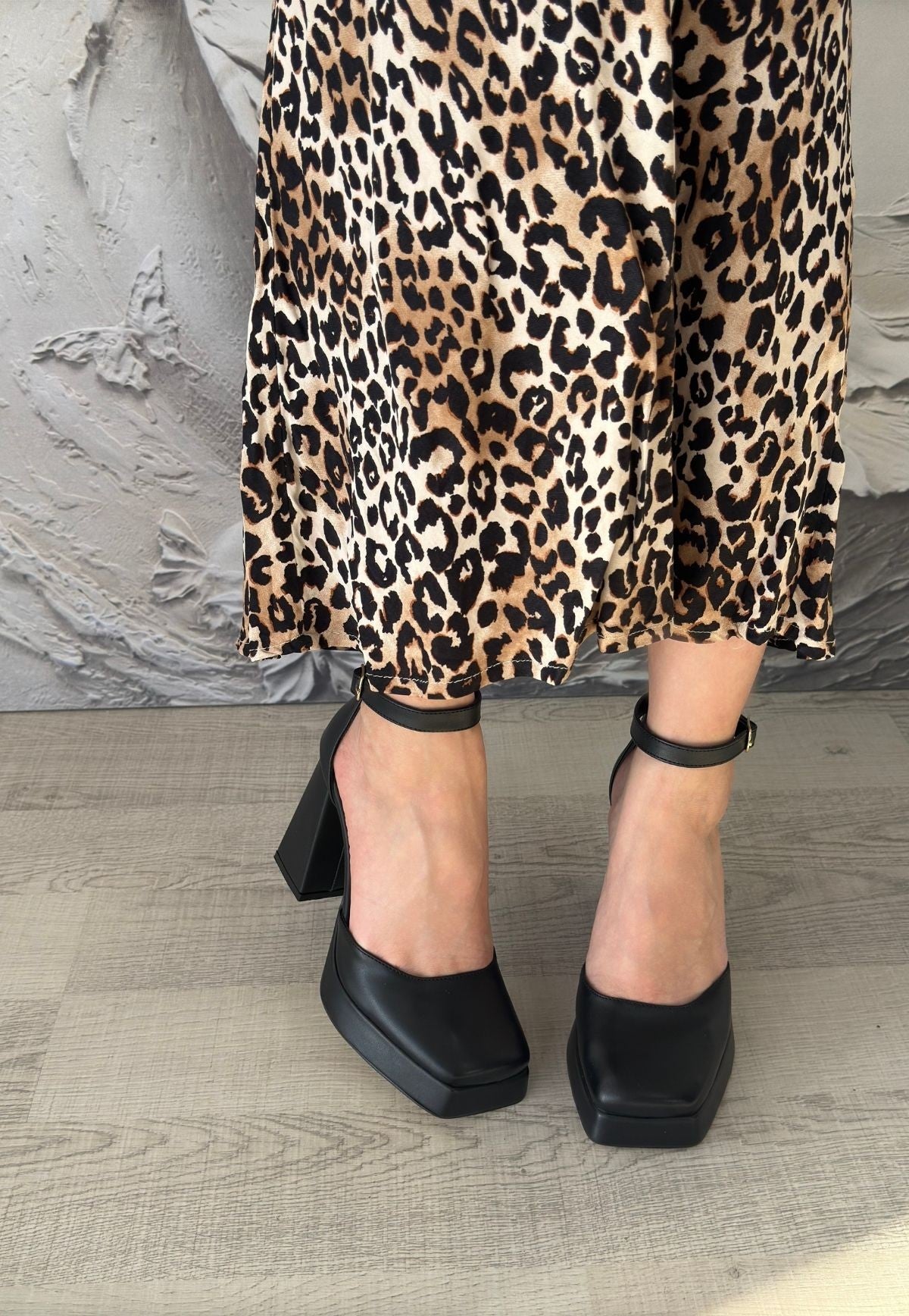 Women's Black Leather High Heel Shoes - STREETMODE ™